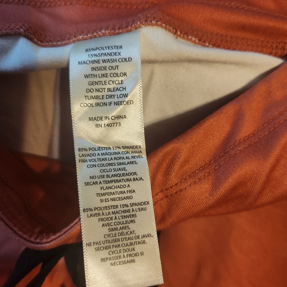 NWT Max Studio Rust Leggings with Black Accents Size Medium. Above Ankle Length - Picture 3 of 5